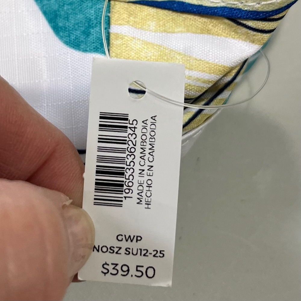 New Chicos Insulated Tote Bag Travel Blue Yellow Tropical Leaf Coastal Beachy - Picture 6 of 7